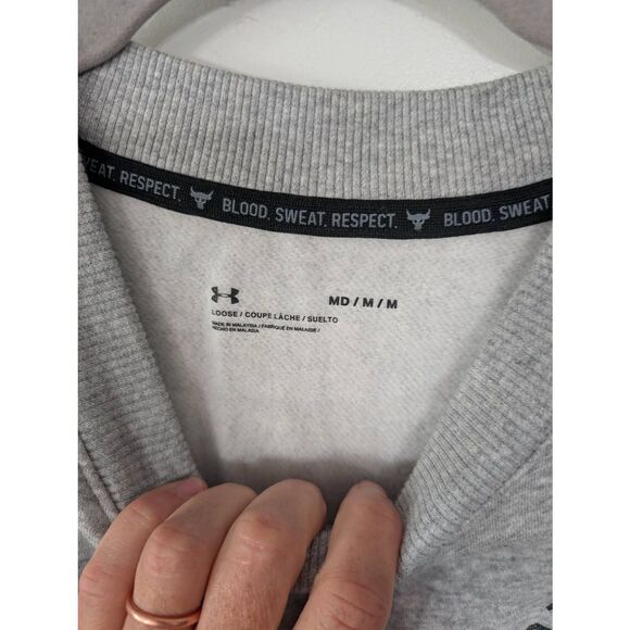 Under Armour Project Rock Cropped Sweatshirt women's gray Iron Paradise - Picture 3 of 7